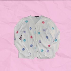 VINTAGE 90s Floral Patch PIERRI New York Cardigan.